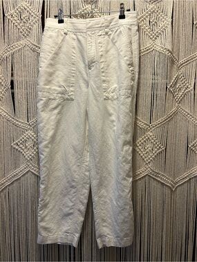 Banana Republic Woman Balloon Linen Blend Pants in Off-White